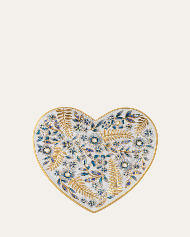 Indigo Floral Heart Trinket Tray